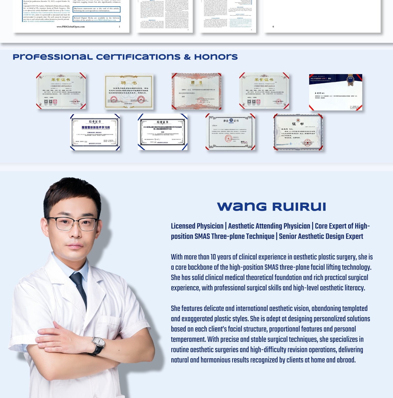 Wang Jingang plastic surgery doctor introduction and facial rejuvenation credentials