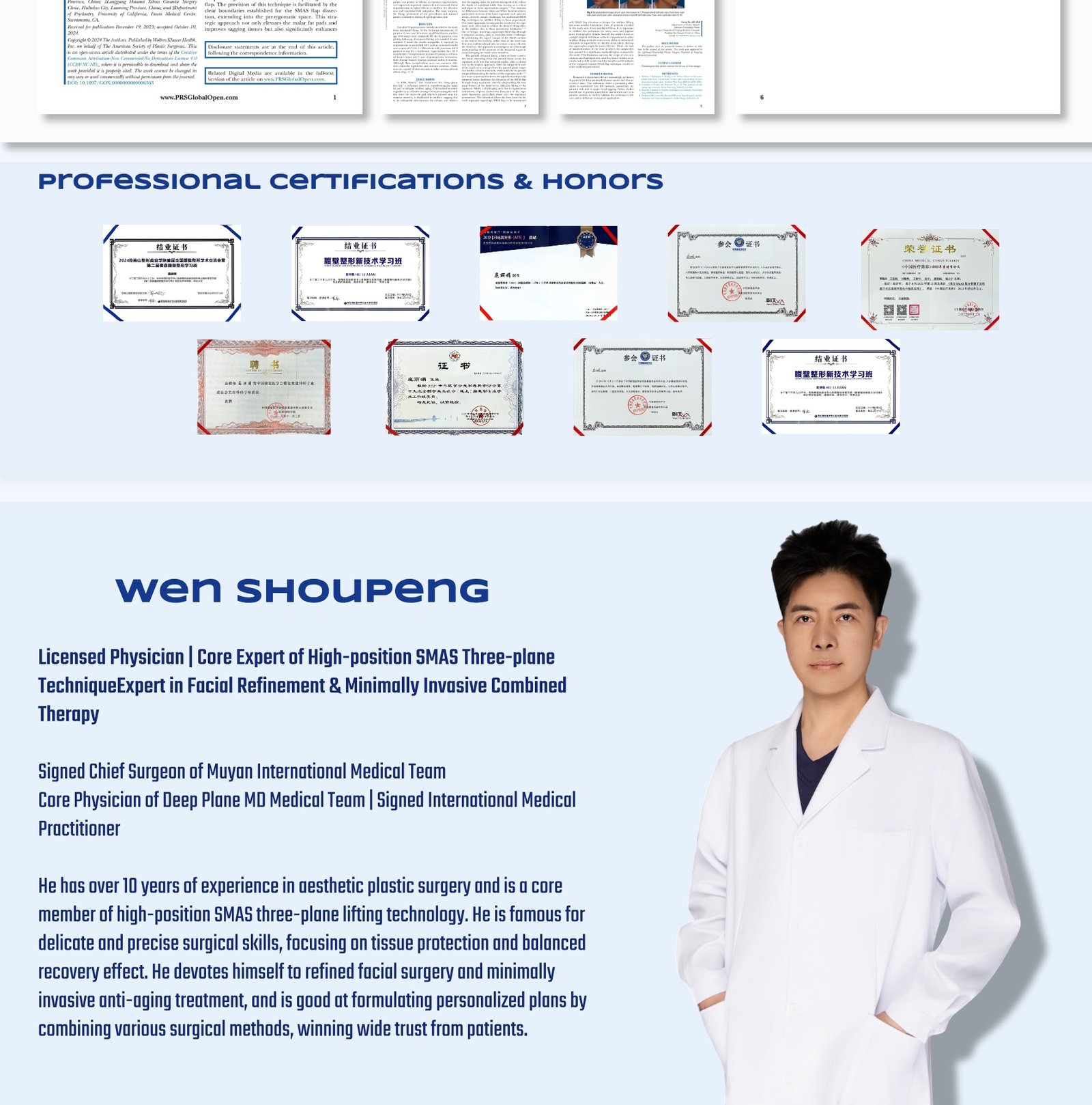 Wang Jingang plastic surgery doctor introduction and facial rejuvenation credentials