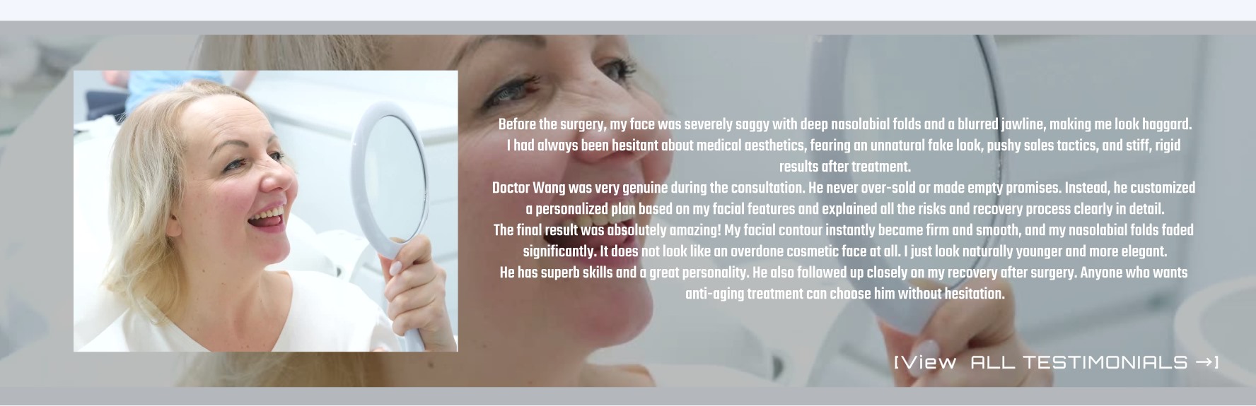 Patient testimonial and before treatment image